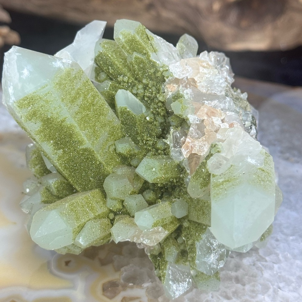 Rare Epidote on Quartz Cluster Turkey - Picture 3 of 10
